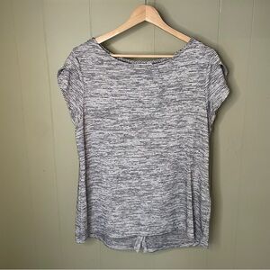 Market Spruce Knit Grey Striped Cap Sleeve Shirt with Button Down Back